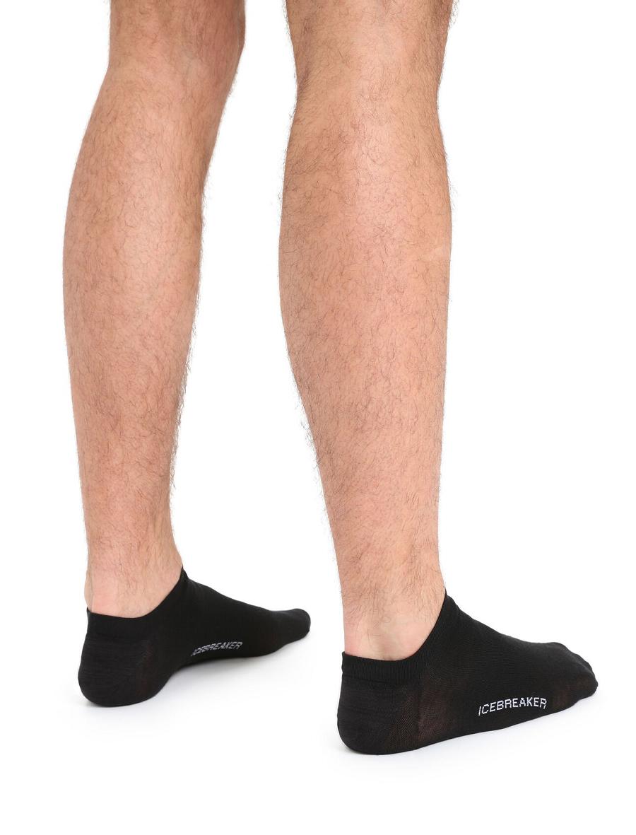 Men's Icebreaker Merino Lifestyle Fine Gauge No Show Socks Black / Snow | CA 1902QMAZ